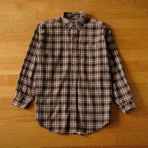 L.L. Bean Mens Classic Plaid Flannel Button Down Shirt Long Sleeve Brown Size L